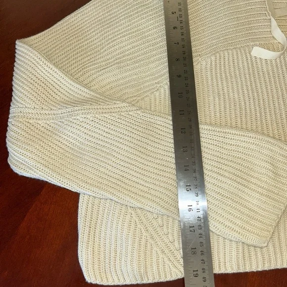 Rag & Bone Sonny Sweater Hoodie Large chunky Knit Crop fisherman Knit Cream - Picture 6 of 8